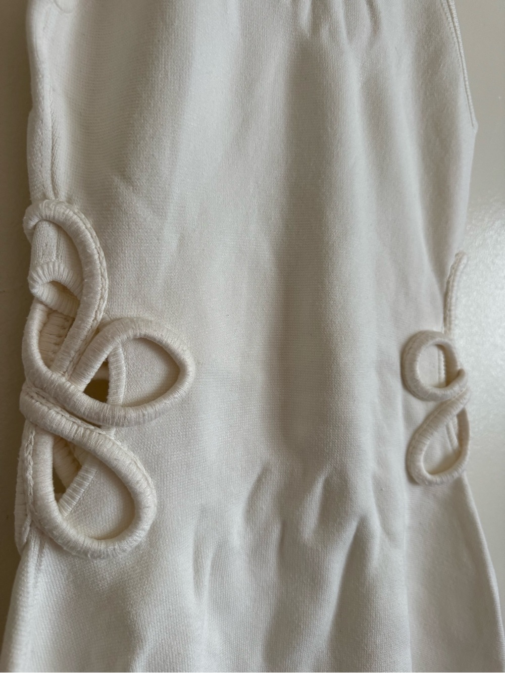 cult gaia Jena Knit Dress Off White Halter Midi Dress Sculpted Cutout Motifs - Picture 11 of 13